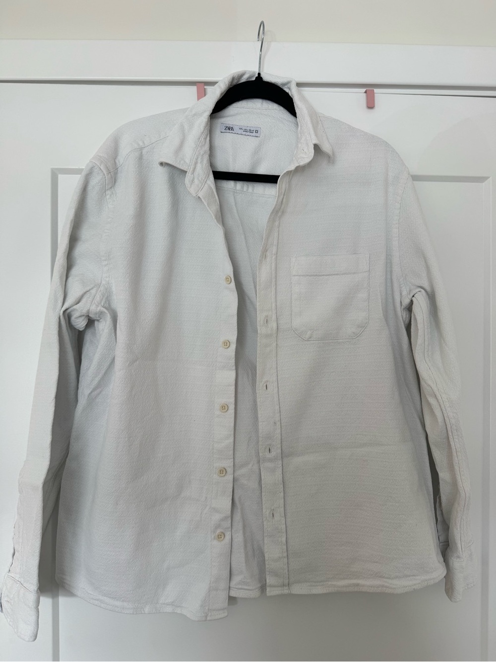 Zara Men's Light White Casual Button-Down Shirt